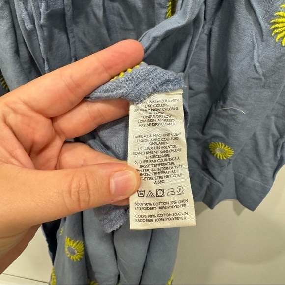 Free People Emory Embroidered Sun Chambray Midi Dress Cotton Linen Puff Sleeve - Picture 11 of 12